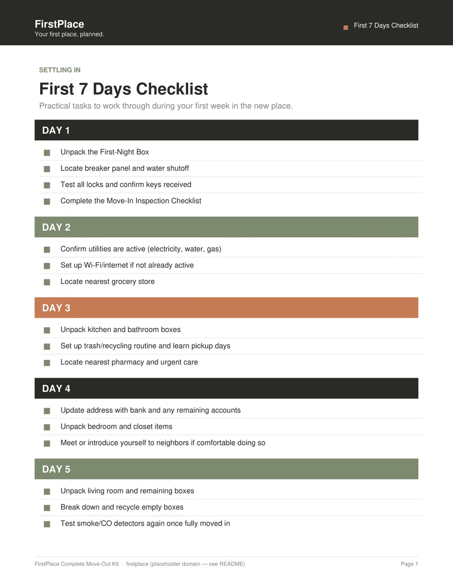 Preview of the First 7 Days Checklist