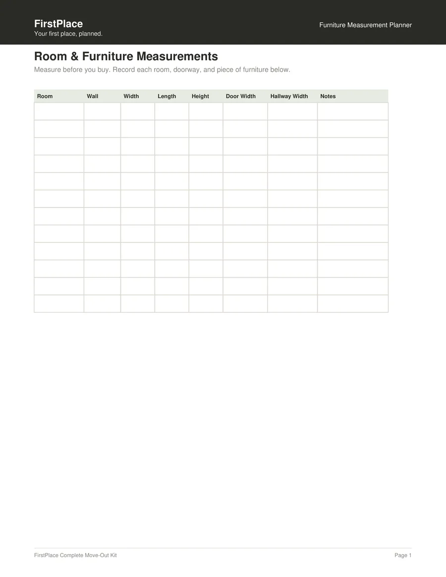 Preview of the Furniture Measurement Planner
